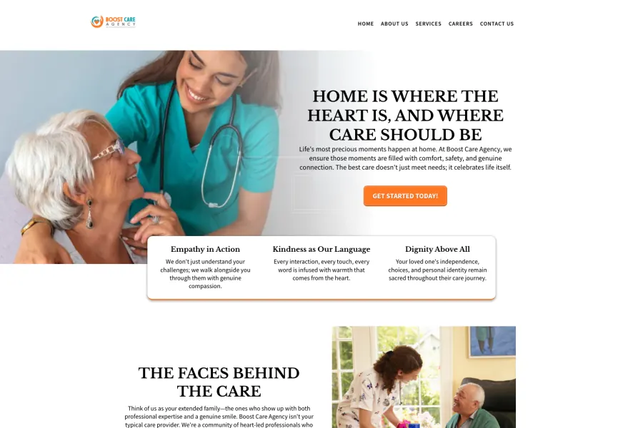 Boost Care Agency home care website